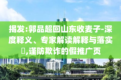 揭發(fā):郭品超回山東收麥子-深度釋義、專家解讀解釋與落實(shí)?,謹(jǐn)防欺詐的假推廣頁(yè)