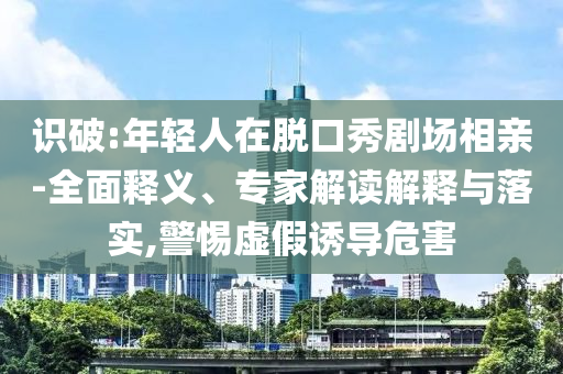 識破:年輕人在脫口秀劇場相親-全面釋義、專家解讀解釋與落實,警惕虛假誘導(dǎo)危害