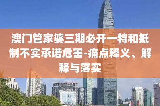 澳門管家婆三期必開一特和抵制不實(shí)承諾危害-痛點(diǎn)釋義、解釋與落實(shí)