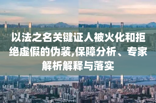 以法之名關(guān)鍵證人被火化和拒絕虛假的偽裝,保障分析、專家解析解釋與落實