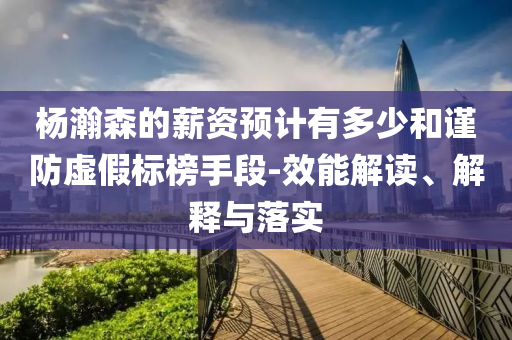 楊瀚森的薪資預計有多少和謹防虛假標榜手段-效能解讀、解釋與落實