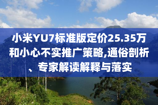 小米YU7標準版定價25.35萬和小心不實推廣策略,通俗剖析、專家解讀解釋與落實