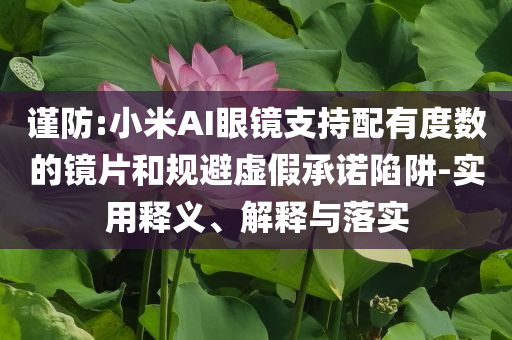 謹防:小米AI眼鏡支持配有度數(shù)的鏡片和規(guī)避虛假承諾陷阱-實用釋義、解釋與落實