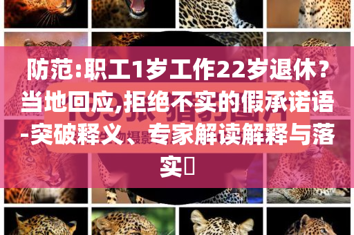 防范:職工1歲工作22歲退休？當?shù)鼗貞?yīng),拒絕不實的假承諾語-突破釋義、專家解讀解釋與落實?