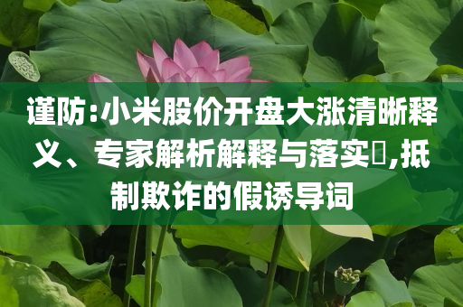 謹防:小米股價開盤大漲清晰釋義、專家解析解釋與落實?,抵制欺詐的假誘導(dǎo)詞