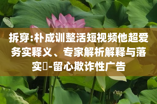 拆穿:樸成訓(xùn)整活短視頻他超愛務(wù)實(shí)釋義、專家解析解釋與落實(shí)?-留心欺詐性廣告