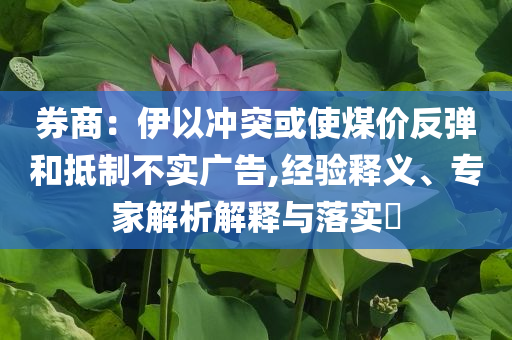 券商：伊以沖突或使煤價(jià)反彈和抵制不實(shí)廣告,經(jīng)驗(yàn)釋義、專家解析解釋與落實(shí)?