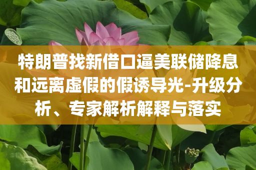 特朗普找新借口逼美聯(lián)儲(chǔ)降息和遠(yuǎn)離虛假的假誘導(dǎo)光-升級分析、專家解析解釋與落實(shí)