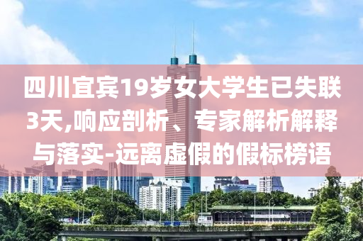 四川宜賓19歲女大學生已失聯(lián)3天,響應剖析、專家解析解釋與落實-遠離虛假的假標榜語