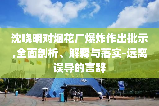 沈曉明對(duì)煙花廠爆炸作出批示,全面剖析、解釋與落實(shí)-遠(yuǎn)離誤導(dǎo)的言辭