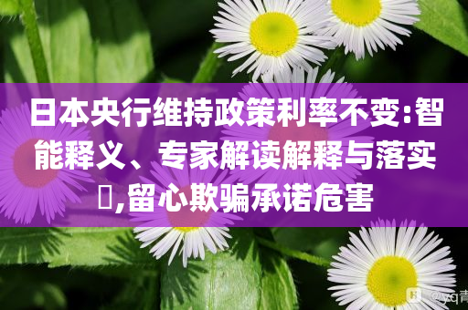 日本央行維持政策利率不變:智能釋義、專(zhuān)家解讀解釋與落實(shí)?,留心欺騙承諾危害