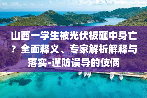 山西一學(xué)生被光伏板砸中身亡？全面釋義、專家解析解釋與落實(shí)-謹(jǐn)防誤導(dǎo)的伎倆