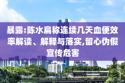 暴露:陳水扁稱連續(xù)幾天血便效率解讀、解釋與落實(shí),留心偽假宣傳危害