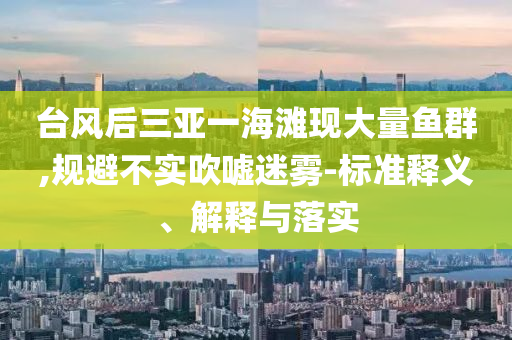 臺風后三亞一海灘現(xiàn)大量魚群,規(guī)避不實吹噓迷霧-標準釋義、解釋與落實