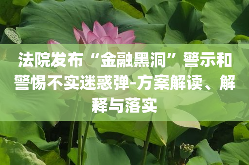 法院發(fā)布“金融黑洞”警示和警惕不實迷惑彈-方案解讀、解釋與落實