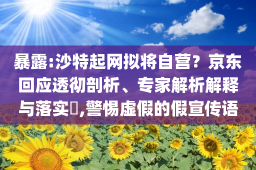 暴露:沙特起網(wǎng)擬將自營？京東回應透徹剖析、專家解析解釋與落實?,警惕虛假的假宣傳語