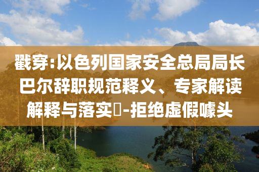 戳穿:以色列國(guó)家安全總局局長(zhǎng)巴爾辭職規(guī)范釋義、專(zhuān)家解讀解釋與落實(shí)?-拒絕虛假噱頭