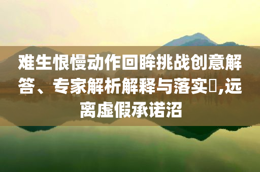 難生恨慢動作回眸挑戰(zhàn)創(chuàng)意解答、專家解析解釋與落實?,遠離虛假承諾沼