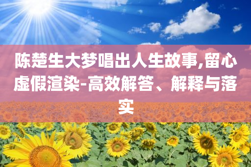陳楚生大夢(mèng)唱出人生故事,留心虛假渲染-高效解答、解釋與落實(shí)