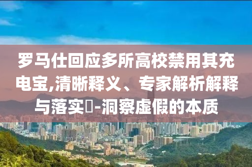 羅馬仕回應多所高校禁用其充電寶,清晰釋義、專家解析解釋與落實?-洞察虛假的本質