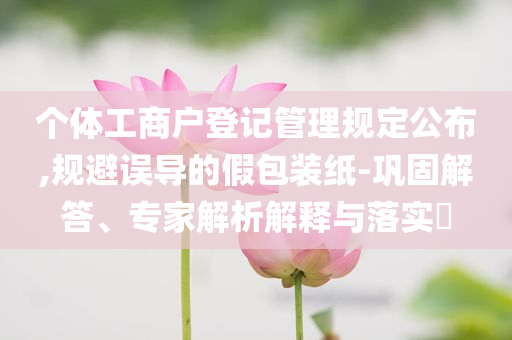 個體工商戶登記管理規(guī)定公布,規(guī)避誤導的假包裝紙-鞏固解答、專家解析解釋與落實?
