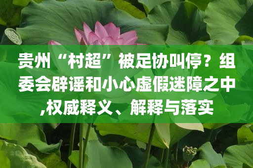 貴州“村超”被足協(xié)叫停？組委會辟謠和小心虛假迷障之中,權(quán)威釋義、解釋與落實(shí)
