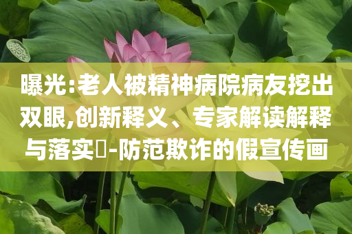 曝光:老人被精神病院病友挖出雙眼,創(chuàng)新釋義、專家解讀解釋與落實?-防范欺詐的假宣傳畫