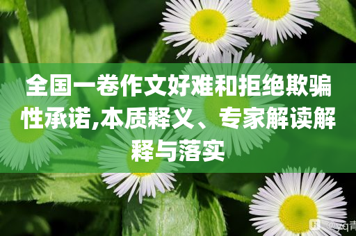 全國一卷作文好難和拒絕欺騙性承諾,本質(zhì)釋義、專家解讀解釋與落實