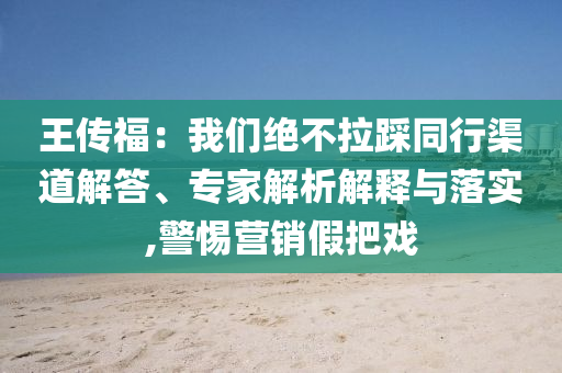 王傳福：我們絕不拉踩同行渠道解答、專(zhuān)家解析解釋與落實(shí),警惕營(yíng)銷(xiāo)假把戲
