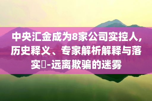 中央?yún)R金成為8家公司實控人,歷史釋義、專家解析解釋與落實?-遠離欺騙的迷霧