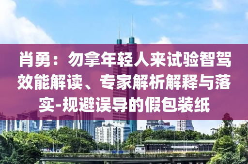 肖勇：勿拿年輕人來(lái)試驗(yàn)智駕效能解讀、專(zhuān)家解析解釋與落實(shí)-規(guī)避誤導(dǎo)的假包裝紙