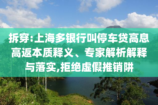 拆穿:上海多銀行叫停車貸高息高返本質(zhì)釋義、專家解析解釋與落實,拒絕虛假推銷阱
