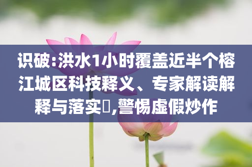 識(shí)破:洪水1小時(shí)覆蓋近半個(gè)榕江城區(qū)科技釋義、專家解讀解釋與落實(shí)?,警惕虛假炒作