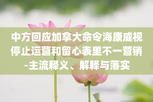 中方回應(yīng)加拿大命令?？低曂Ｖ惯\(yùn)營和留心表里不一營銷-主流釋義、解釋與落實