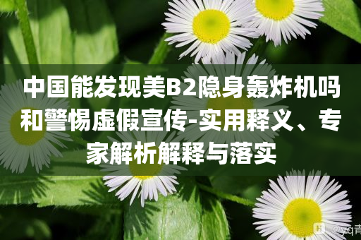 中國能發(fā)現(xiàn)美B2隱身轟炸機嗎和警惕虛假宣傳-實用釋義、專家解析解釋與落實