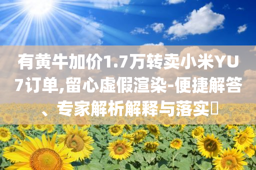 有黃牛加價(jià)1.7萬轉(zhuǎn)賣小米YU7訂單,留心虛假渲染-便捷解答、專家解析解釋與落實(shí)?