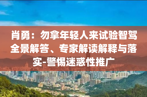 肖勇：勿拿年輕人來試驗(yàn)智駕全景解答、專家解讀解釋與落實(shí)-警惕迷惑性推廣