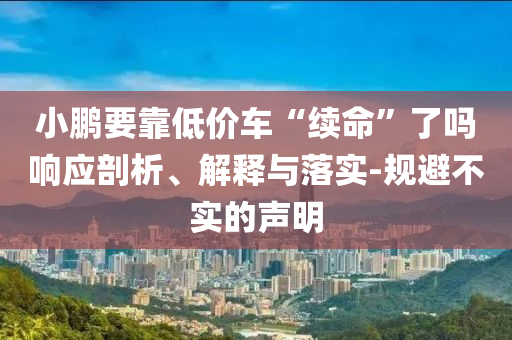小鵬要靠低價車“續(xù)命”了嗎響應(yīng)剖析、解釋與落實-規(guī)避不實的聲明