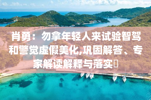 肖勇：勿拿年輕人來試驗智駕和警覺虛假美化,鞏固解答、專家解讀解釋與落實?