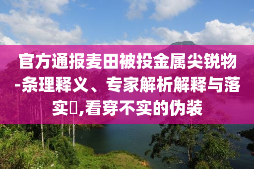 官方通報(bào)麥田被投金屬尖銳物-條理釋義、專家解析解釋與落實(shí)?,看穿不實(shí)的偽裝