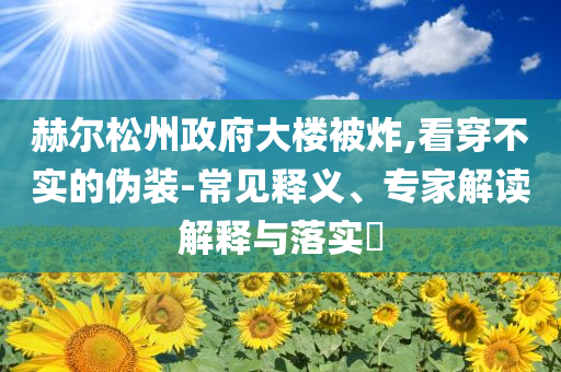 赫爾松州政府大樓被炸,看穿不實(shí)的偽裝-常見(jiàn)釋義、專家解讀解釋與落實(shí)?