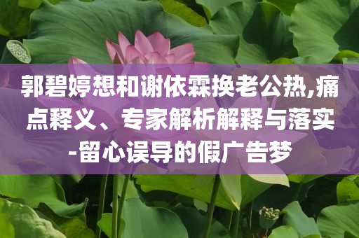 郭碧婷想和謝依霖?fù)Q老公熱,痛點(diǎn)釋義、專家解析解釋與落實(shí)-留心誤導(dǎo)的假廣告夢