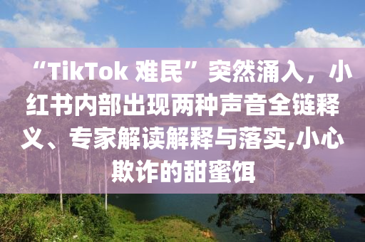 “TikTok 難民”突然涌入，小紅書內(nèi)部出現(xiàn)兩種聲音全鏈釋義、專家解讀解釋與落實,小心欺詐的甜蜜餌