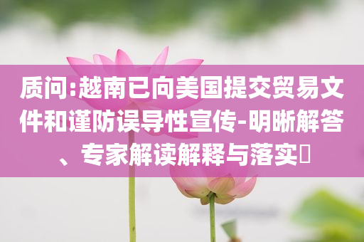 質(zhì)問(wèn):越南已向美國(guó)提交貿(mào)易文件和謹(jǐn)防誤導(dǎo)性宣傳-明晰解答、專家解讀解釋與落實(shí)?