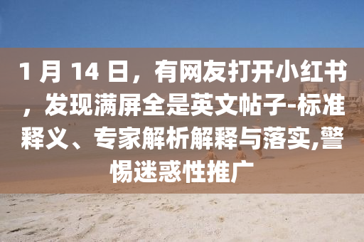 1 月 14 日，有網(wǎng)友打開小紅書，發(fā)現(xiàn)滿屏全是英文帖子-標準釋義、專家解析解釋與落實,警惕迷惑性推廣