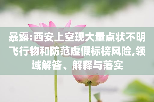 暴露:西安上空現(xiàn)大量點狀不明飛行物和防范虛假標榜風險,領(lǐng)域解答、解釋與落實