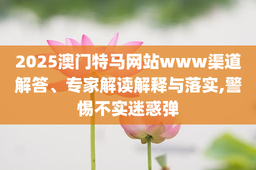2025澳門(mén)特馬網(wǎng)站www渠道解答、專(zhuān)家解讀解釋與落實(shí),警惕不實(shí)迷惑彈