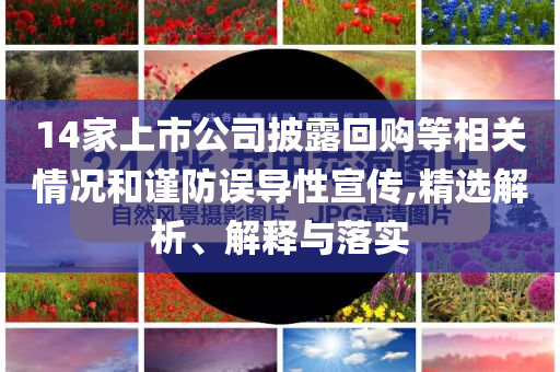 14家上市公司披露回購等相關(guān)情況和謹(jǐn)防誤導(dǎo)性宣傳,精選解析、解釋與落實