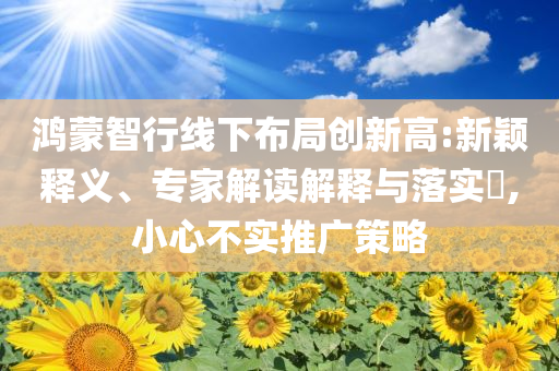 鴻蒙智行線下布局創(chuàng)新高:新穎釋義、專家解讀解釋與落實?,小心不實推廣策略