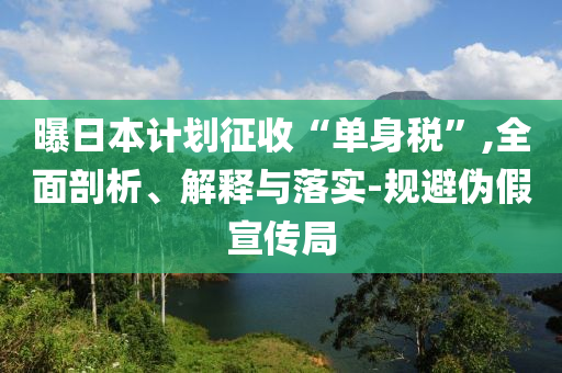 曝日本計劃征收“單身稅”,全面剖析、解釋與落實-規(guī)避偽假宣傳局